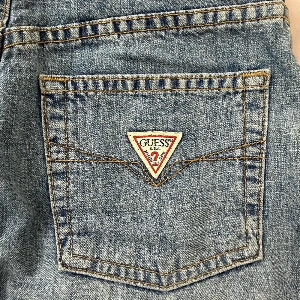 GUESS Jeans Mini‎ Skirt Womens 24 Blue Mini USA Y2K Vintage Zip Front Boho